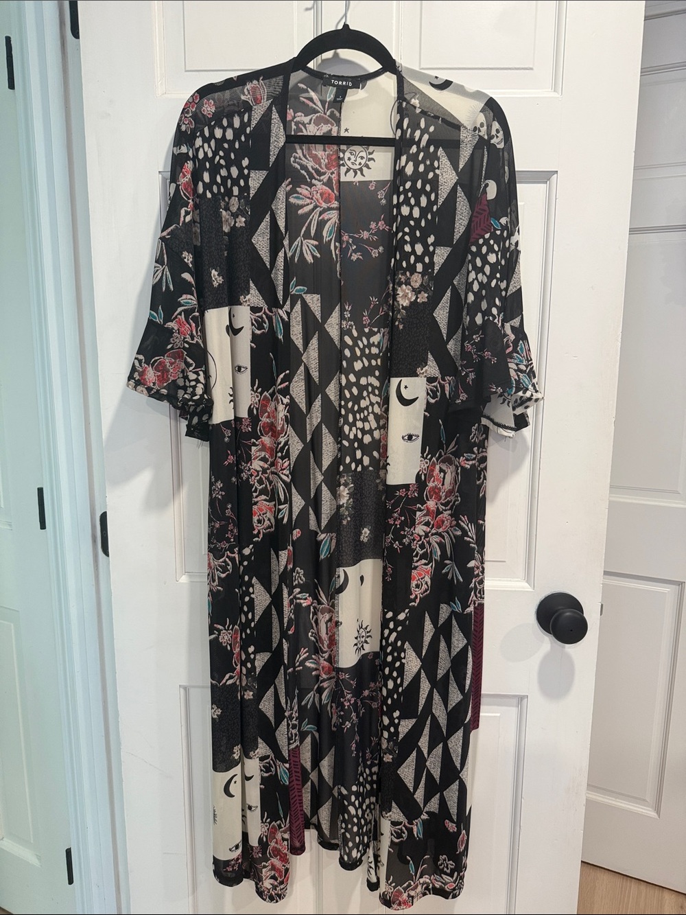torrid Black Floral Mesh Long Duster